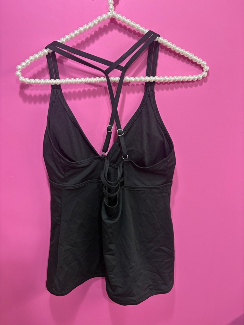 Athleta Cross Strap Tankini Top Black - Picture 3 of 4